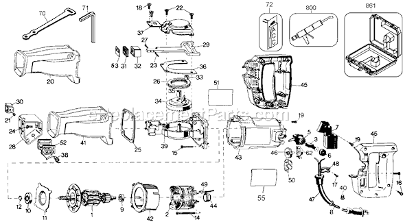 Page A Diagram and Parts List for 3110 Type 101 Black and Decker Reciprocating Saw